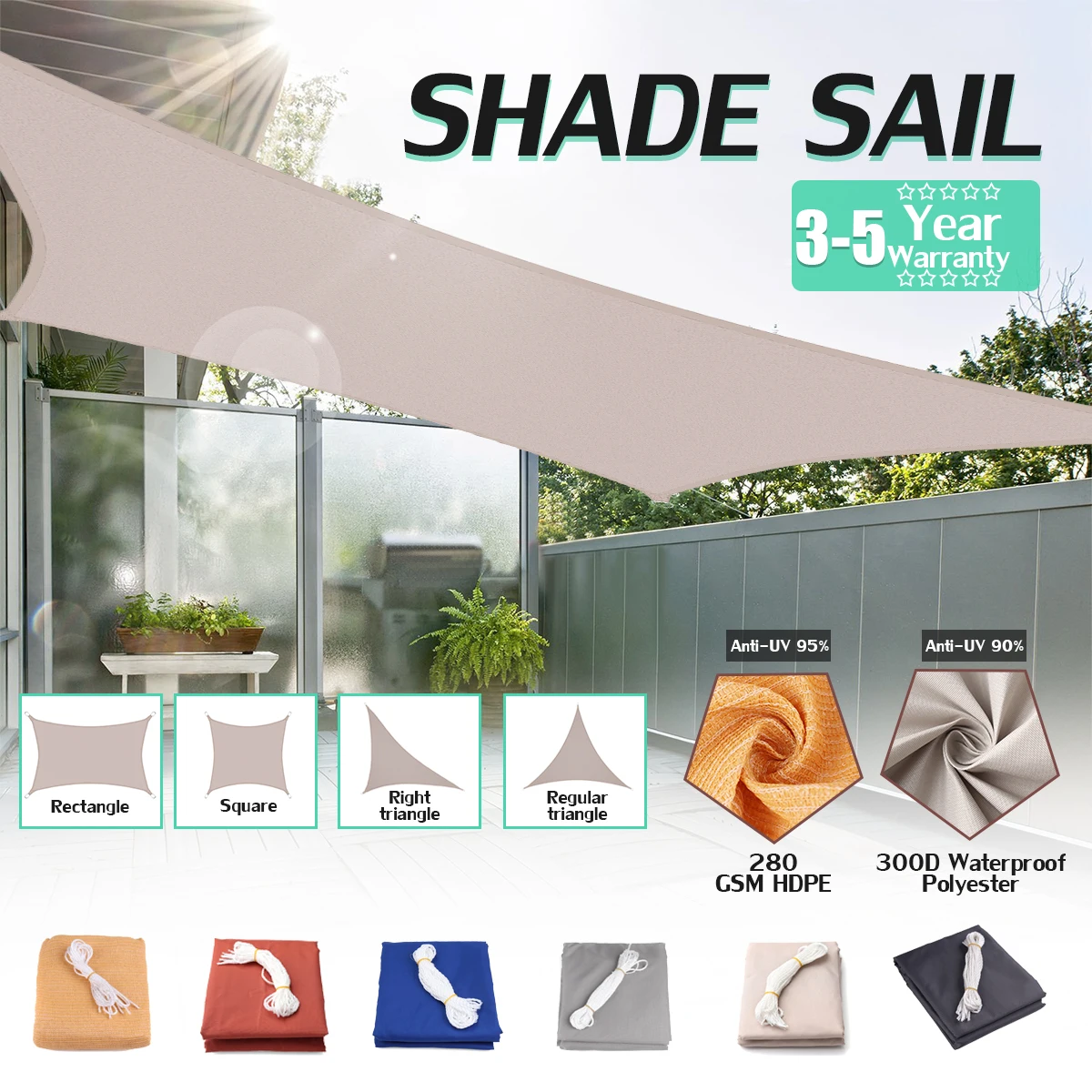 280GSM HDPE Farbic Square 5x5m/4x4m Sun Shade Sail Sunshading Nets 4x4m for Garden Cover Flowers Plants Patio Lawn
280GSM HDPE Farbic Square 5x5m/4x4m Sun Shade Sail Sunshading Nets 4x4m for Garden Cover Flowers Plants Patio Lawn