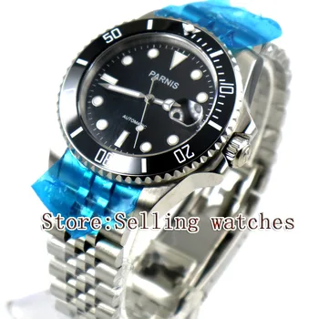 40mm Parnis Black Dial Black Ceramic Bezel Jubilee Style Strap Sapphire Glass MIYOTA Automatic Mens Watch steel case
40mm Parnis Black Dial Black Ceramic Bezel Jubilee Style Strap Sapphire Glass MIYOTA Automatic Mens Watch steel case