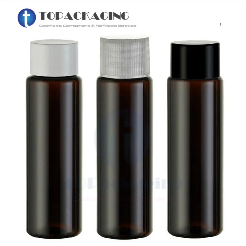 

50PCS*30ML Screw Cap Bottle,Brown PET Plastic Essential Oil Sub-bottling,Small Sample Empty Shampoo Lotion Cosmetic Container