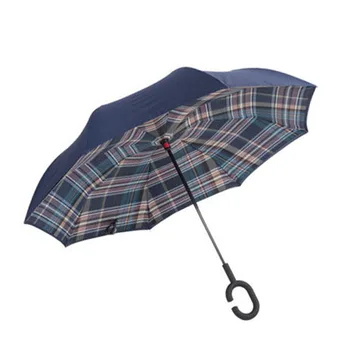 Green Plaid Rolling Over Reverse Umbrella Double Layer Inverted Self Stand Rain Protection Long C-Hands Folding
Green Plaid Rolling Over Reverse Umbrella Double Layer Inverted Self Stand Rain Protection Long C-Hands Folding