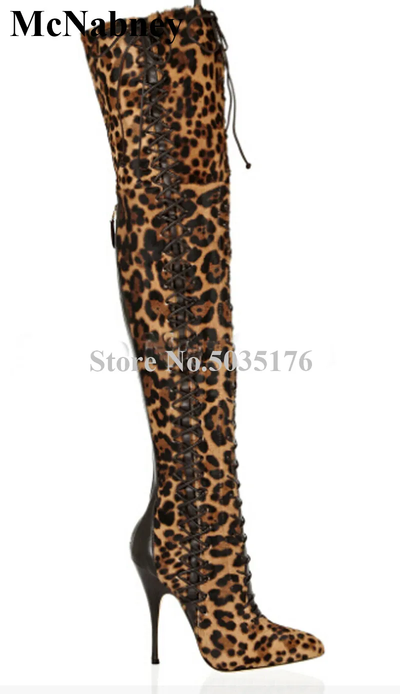 European Leopard Pointed Toe Stiletto Heels Cross-tied Over knee Lace-Up Western Boots Slim Long Boots Spring/Autumn Women Shoes
European Leopard Pointed Toe Stiletto Heels Cross-tied Over knee Lace-Up Western Boots Slim Long Boots Spring/Autumn Women Shoes