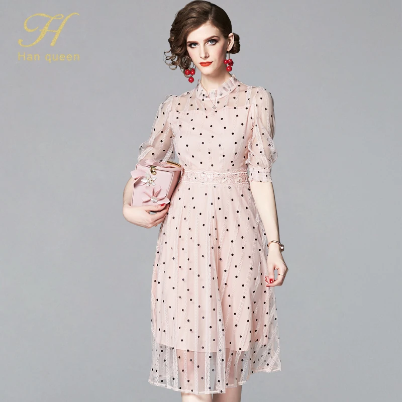 H han queen Sexy Women Dots Mesh Dresses 2019 Summer Fashion A-line Vintage Casual Dress European Pink Evening Party Vestidos
H han queen Sexy Women Dots Mesh Dresses 2019 Summer Fashion A-line Vintage Casual Dress European Pink Evening Party Vestidos