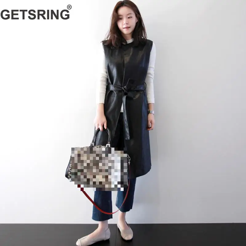 GETSRING Woman Vest Autumn PU Leather Long Sleeveless Vest Lace Up High Waist Slim Thin Waistcoat All Match Vests Autumn Winter
GETSRING Woman Vest Autumn PU Leather Long Sleeveless Vest Lace Up High Waist Slim Thin Waistcoat All Match Vests Autumn Winter