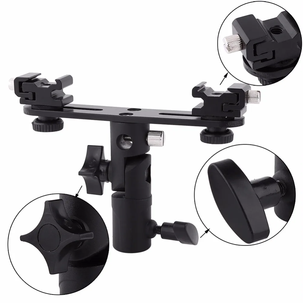 Black Double Hot Shoe Flash Umbrella Holder Light Stand Bracket For Photo Video Photography
Black Double Hot Shoe Flash Umbrella Holder Light Stand Bracket For Photo Video Photography