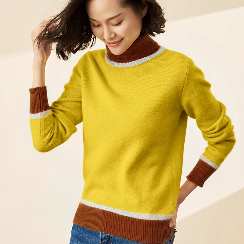 Autumn Turtleneck Cashmere Sweater Female Harajuku Long Sleeve Warm Knitted Pullover Patchwork Womens Sweaters Winter Pull Femme
Autumn Turtleneck Cashmere Sweater Female Harajuku Long Sleeve Warm Knitted Pullover Patchwork Womens Sweaters Winter Pull Femme