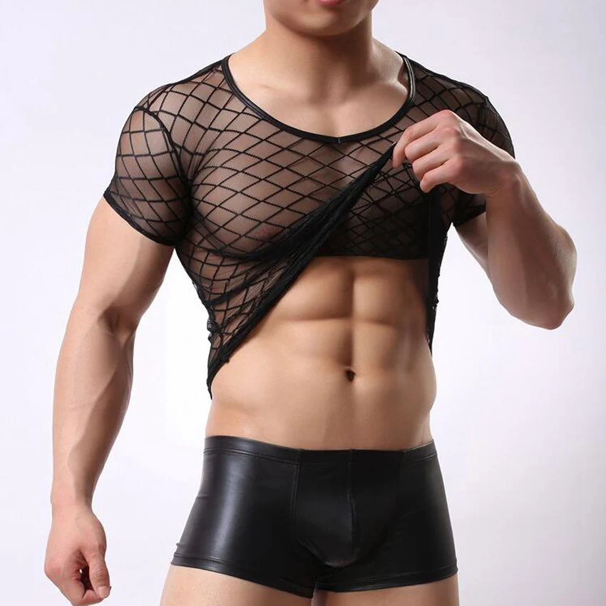 T-shirt Men Sexy Transparent Sheer See Through Mesh short Sleeve T shirt Tops Undershirt Fitness Slim Funny Tee Shirts Homme
T-shirt Men Sexy Transparent Sheer See Through Mesh short Sleeve T shirt Tops Undershirt Fitness Slim Funny Tee Shirts Homme