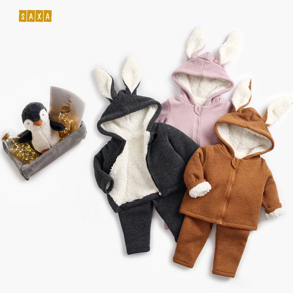 Children's suits autumn and winter new baby suit hooded rabbit two-piece 100% cotton baby clothes plus velvet thick kids suit
Children's suits autumn and winter new baby suit hooded rabbit two-piece 100% cotton baby clothes plus velvet thick kids suit