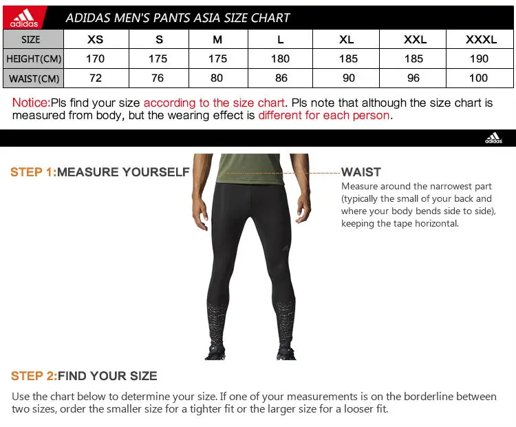 adidas women's bottoms size chart