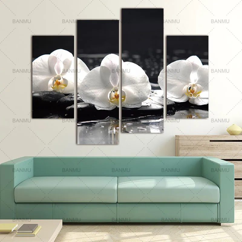 Spa Paintings Wall Art Three White Orchid flower picture and Wet Background 4 Pieces Picture Print on Canvas for Home Decoration
Spa Paintings Wall Art Three White Orchid flower picture and Wet Background 4 Pieces Picture Print on Canvas for Home Decoration
