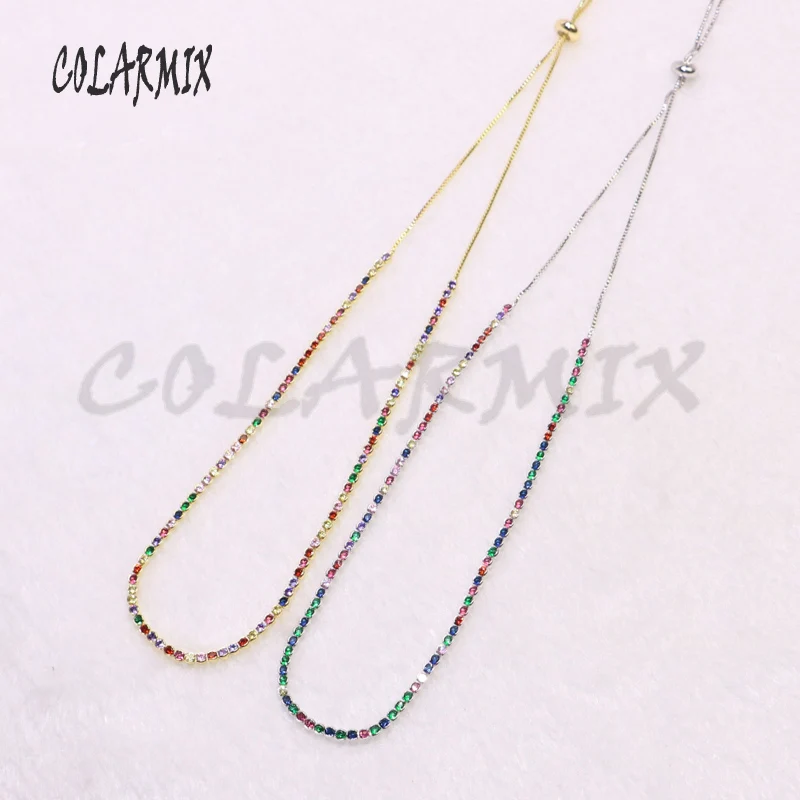 Colorful rainbow color zircon chain necklace adjustable necklace fashion jewelry gift for lady slim chain long necklace9234
Colorful rainbow color zircon chain necklace adjustable necklace fashion jewelry gift for lady slim chain long necklace9234