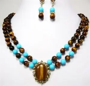 Fast shipping + Rare black 6-7mm pearl necklace Natural stone pendant earring AA0077 set (A0516)