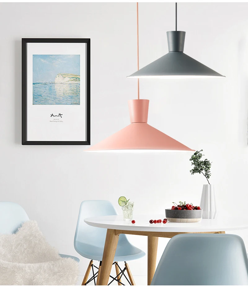 Description Picture 5 of itemModern Simple Macaron Pendant Lights Post Modern Colorful Restaurant Bar Bedroom Bedside Coffee Shop Creative LED E27 Droplight