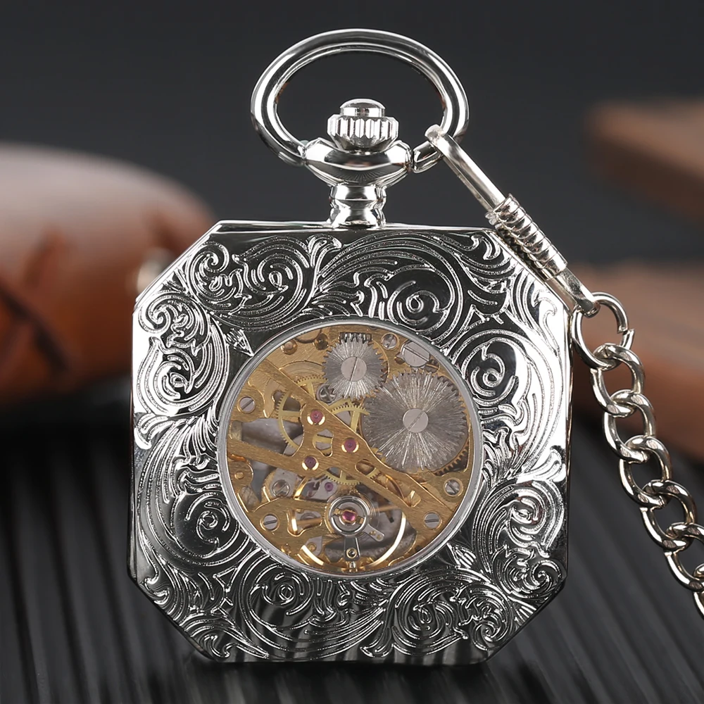 Hollow Silver Tiger Pendant Pocket Watch Men Hand Winding Mechanical Steampunk Watches Stylish Carving Pattern Smooth Dial Clock1 (10)