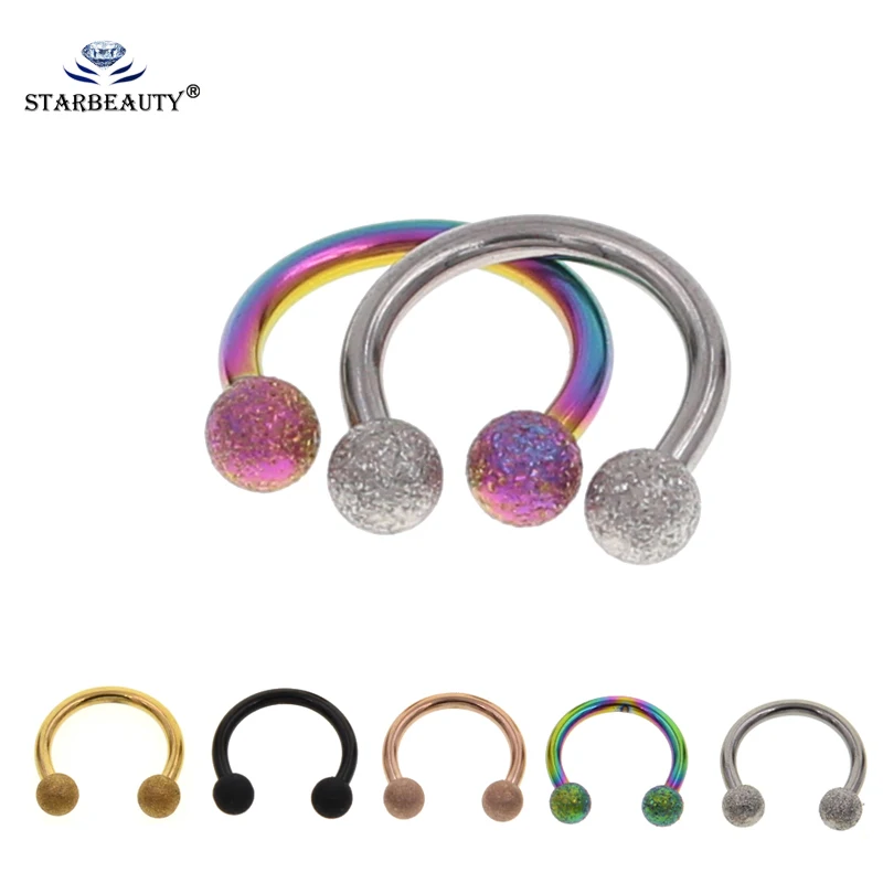 

Starbeauty 2Pcs Mix Color 16G Gauge 3mm 316L Surgical Steel Piercing Horseshoe Circular Rings for Nose Eyebrow Lip Ear Stud