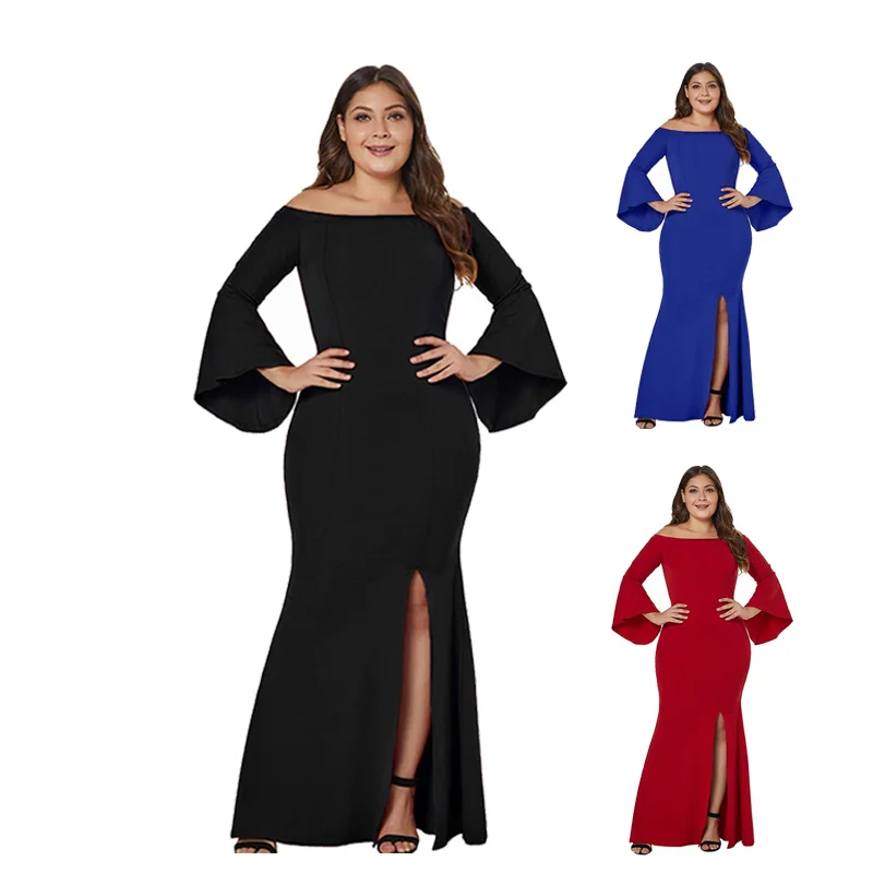 2019 Womens Off Shoulder Elegant Bodycon Dresses Slash Neck Flare Sleeve Slim Split Solid Large Size Long Dress For Lady Party
2019 Womens Off Shoulder Elegant Bodycon Dresses Slash Neck Flare Sleeve Slim Split Solid Large Size Long Dress For Lady Party