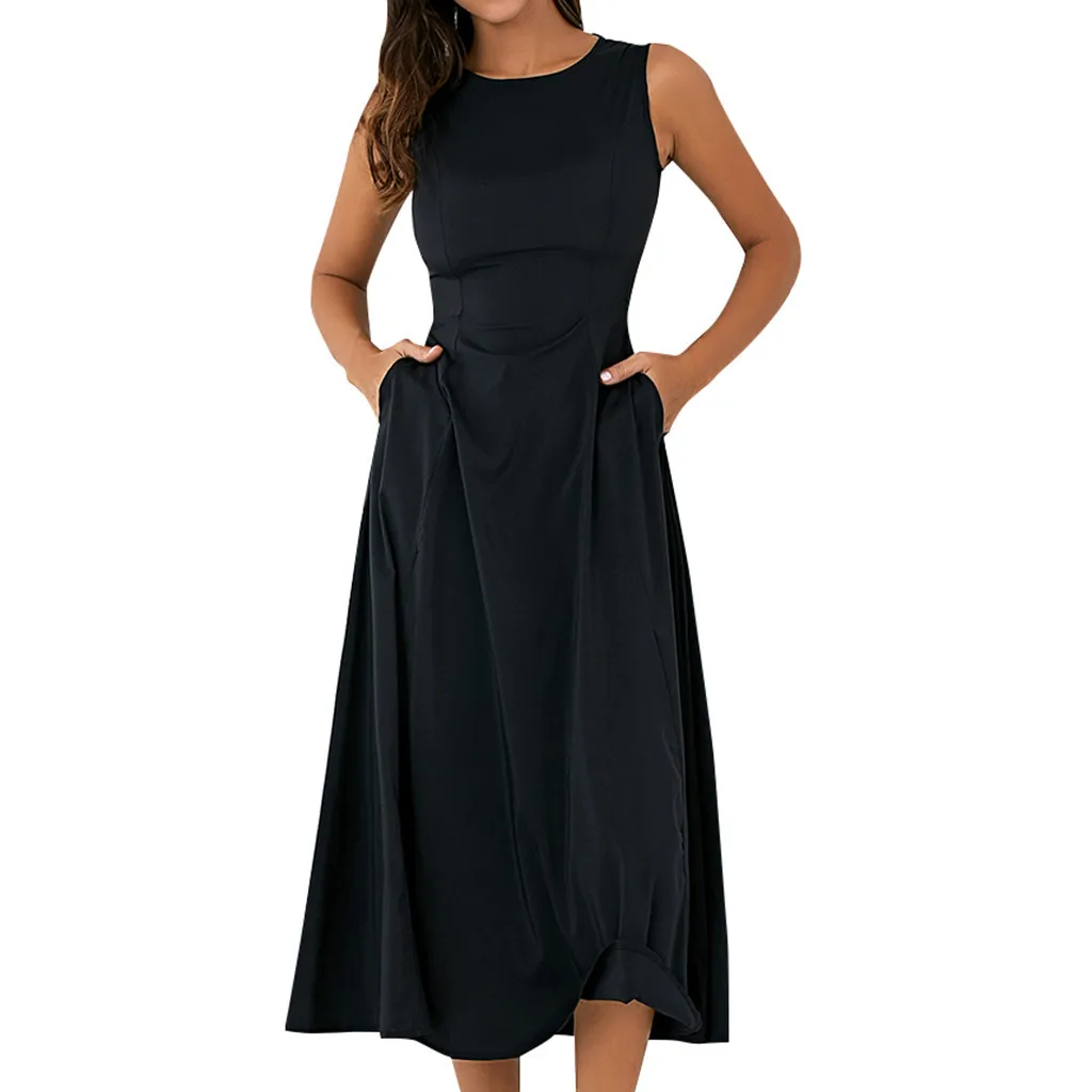 Modern Lady Slim Fit Dresses Women O Neck Sleeveless Summer Work Dress Elegant Knee Length Plain Dresses #10
Modern Lady Slim Fit Dresses Women O Neck Sleeveless Summer Work Dress Elegant Knee Length Plain Dresses #10