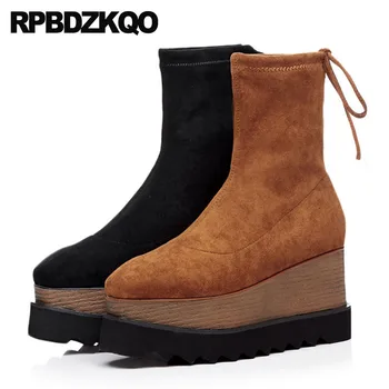Square Toe Platform Muffin Wedge Boots Ankle Big Size Designer Shoes Women Luxury 2018 Brown Stretch Flatform British High Heel
Square Toe Platform Muffin Wedge Boots Ankle Big Size Designer Shoes Women Luxury 2018 Brown Stretch Flatform British High Heel