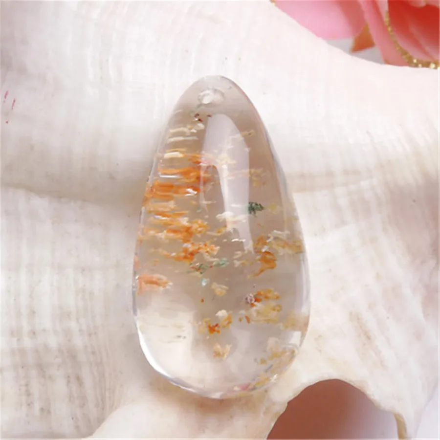 26x15x11mm Подлинная Природный сад Оранжевый Зеленый Фантом Кварцевый падения воды