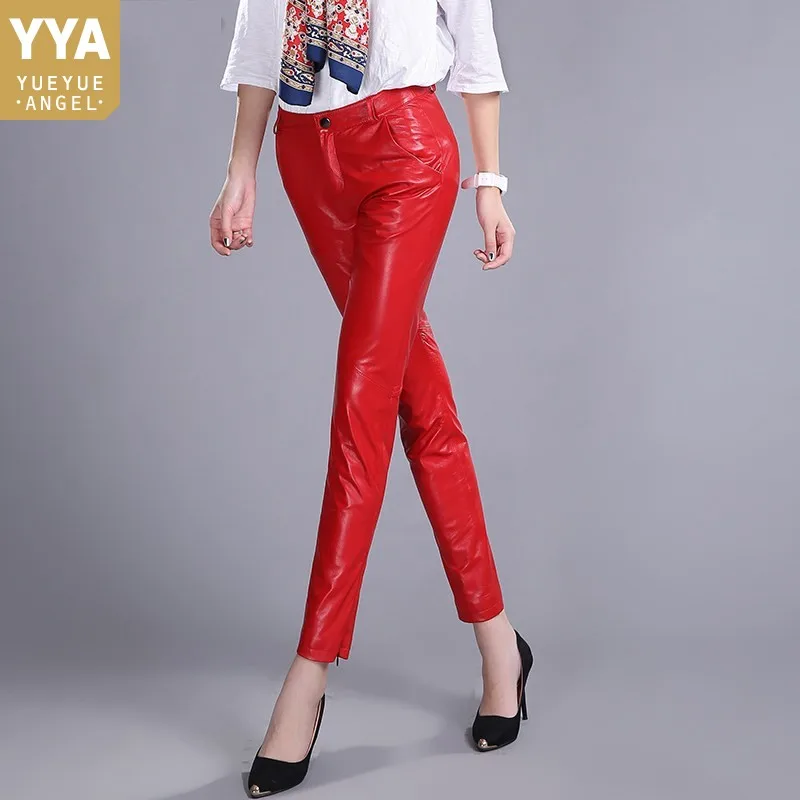 Office Lady Natural Leather Trousers High Waist Slim Fit Leather Pencil Pants Women Plus Size Elegant Red Sheepskin Long Pants
Office Lady Natural Leather Trousers High Waist Slim Fit Leather Pencil Pants Women Plus Size Elegant Red Sheepskin Long Pants