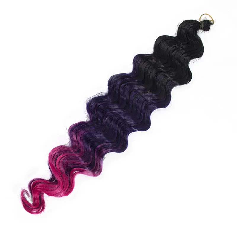 Deep wave black Ombre Crochet Braids Bulk Braiding Hair (4)