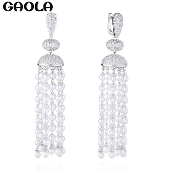 GAOLA New White Gold Color Clear Cubic Zirconia Imitation Pearls Long Tassel Dangle Earrings for Woman GLE7483
GAOLA New White Gold Color Clear Cubic Zirconia Imitation Pearls Long Tassel Dangle Earrings for Woman GLE7483