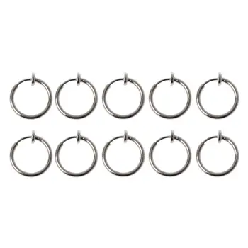 Fake Piercing Nose Lip Hoop Rings Earrings 10Pcs Sliver No Ear-hole DIY Clip On Circle Hoop Earrings For Jewelry Making 
Fake Piercing Nose Lip Hoop Rings Earrings 10Pcs Sliver No Ear-hole DIY Clip On Circle Hoop Earrings For Jewelry Making