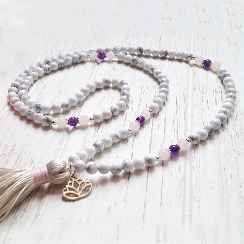 White Howlite With Tassel Long Necklaces Rose Q-uartz Amethysts Beaded Boho Necklace Lotus Necklace Charm Jewelry Gift For Women
White Howlite With Tassel Long Necklaces Rose Q-uartz Amethysts Beaded Boho Necklace Lotus Necklace Charm Jewelry Gift For Women