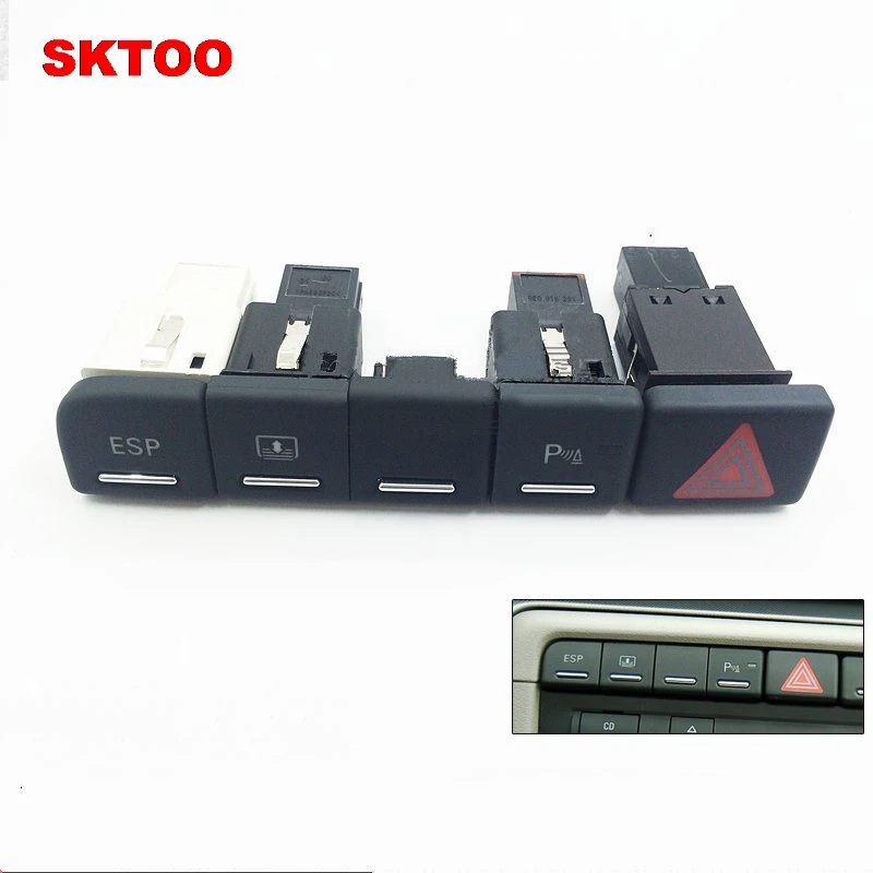 SKTOO Radar reversing switch, the flash switch bis ESP Switch parking auxiliary BUTTON FOR AUDI A4 B6 B7 S4 2002-2008
SKTOO Radar reversing switch, the flash switch bis ESP Switch parking auxiliary BUTTON FOR AUDI A4 B6 B7 S4 2002-2008