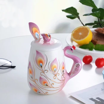 Enamel Peacock Coffee Mugs Tea Cups and Mugs With Spoon Creative Home Office Mark Drinkware Home Decor 450ml
Enamel Peacock Coffee Mugs Tea Cups and Mugs With Spoon Creative Home Office Mark Drinkware Home Decor 450ml