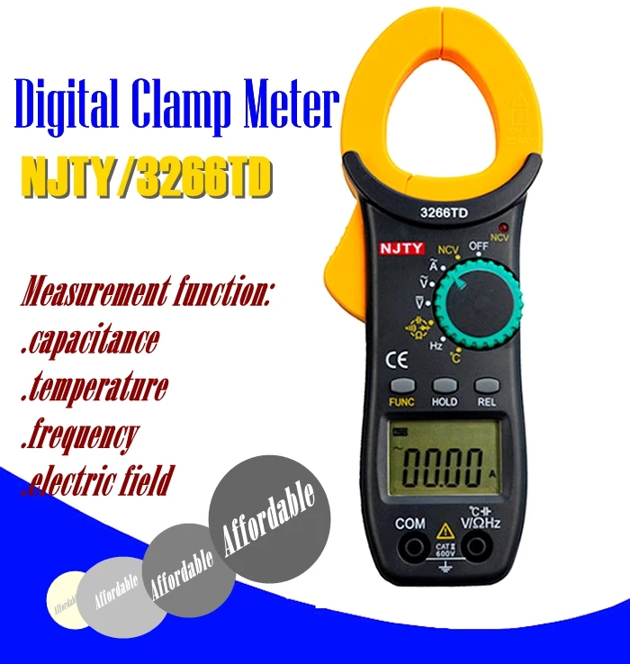 TY 3266TD pocket universal digital clamp meter, multimeter, ammeter, measure capacitance, temperature and frequency.
TY 3266TD pocket universal digital clamp meter, multimeter, ammeter, measure capacitance, temperature and frequency.