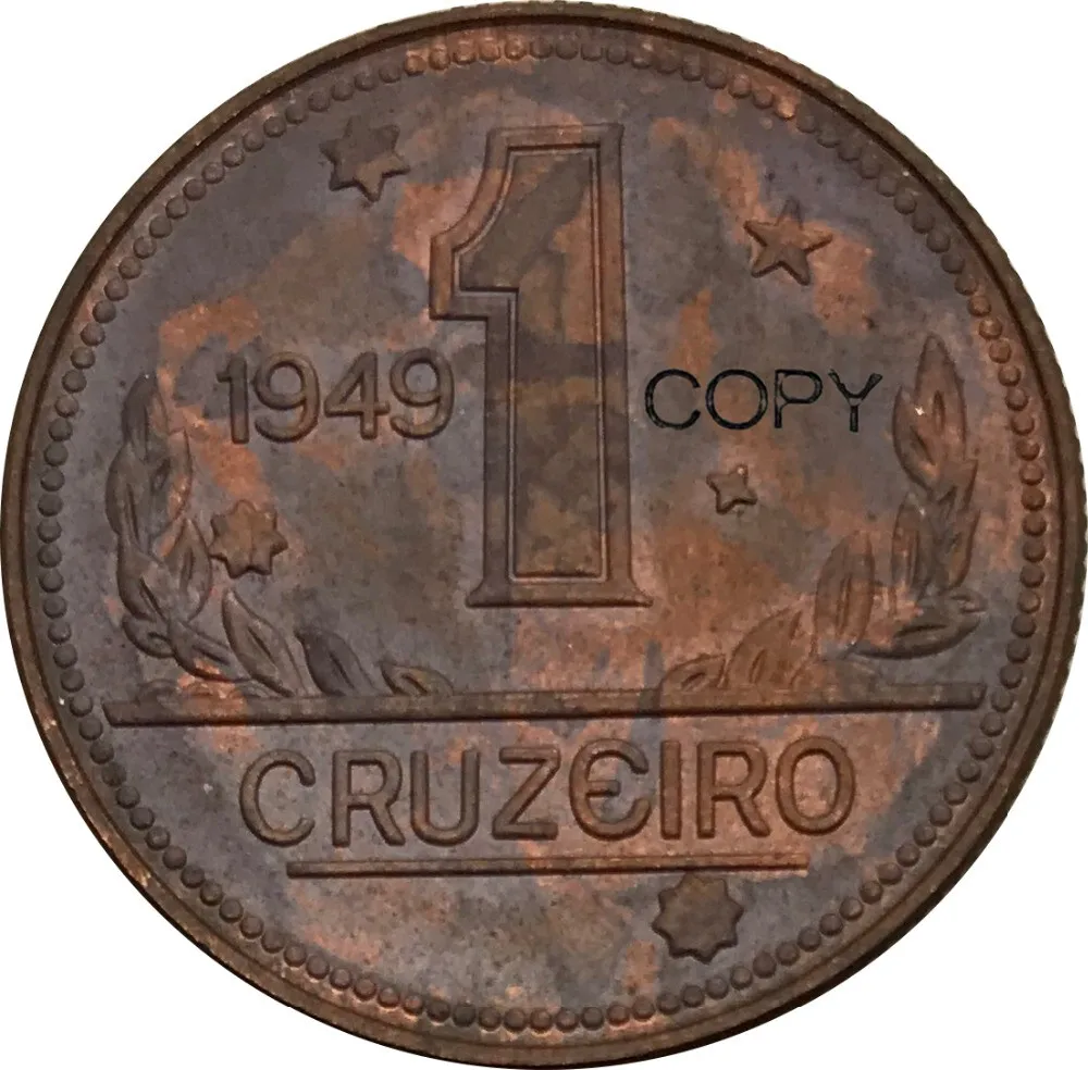 Бразилия 1 Cruzeiro 1949 латунные металлические или красные медные копии