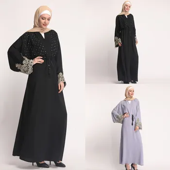 Middle East Ramadan Worship Service Maxi Dress Muslim Summer Hot Rrilling Lace Fashion Black Lace Embroidered Loose RobesY56
Middle East Ramadan Worship Service Maxi Dress Muslim Summer Hot Rrilling Lace Fashion Black Lace Embroidered Loose RobesY56