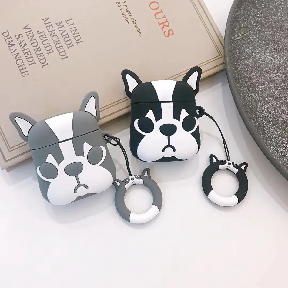 For AirPods Case Cartoon Bulldog Cute Dog Puppy Earphone Case For Apple Airpods 2 Silicone Protect Cover with Finger Ring Strap
For AirPods Case Cartoon Bulldog Cute Dog Puppy Earphone Case For Apple Airpods 2 Silicone Protect Cover with Finger Ring Strap