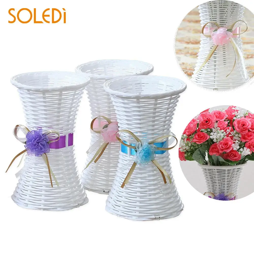 Fashion Artificial Rattan Vase Flower Vase Storage Basket Ribbon Plastic White Party Decor Desktop Fruit Ornament
Fashion Artificial Rattan Vase Flower Vase Storage Basket Ribbon Plastic White Party Decor Desktop Fruit Ornament