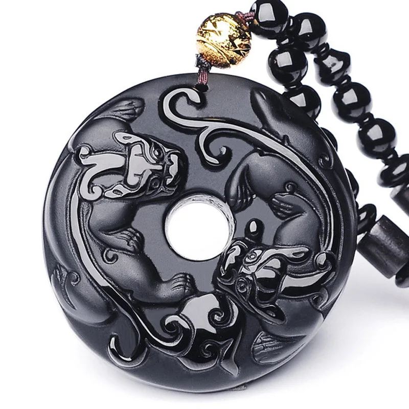 Natural Black Obsidian Double Pixiu Brave Troops Necklace Pendant Lucky Amulet Talisman Pendants Fine Jewelry For Men Women
Natural Black Obsidian Double Pixiu Brave Troops Necklace Pendant Lucky Amulet Talisman Pendants Fine Jewelry For Men Women