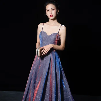 Purple toast evening dress Female 2020 new banquet dress Long sling temperament fairy host performance long skirt 
Purple toast evening dress Female 2020 new banquet dress Long sling temperament fairy host performance long skirt