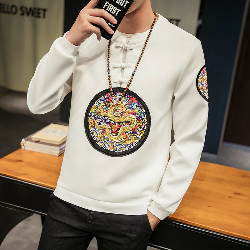 Chinese retro style embroidery dragon pattern long-sleeved t shirt Autumn 2018 high-quality comfortable luxury t shirt men M-5XL
Chinese retro style embroidery dragon pattern long-sleeved t shirt Autumn 2018 high-quality comfortable luxury t shirt men M-5XL