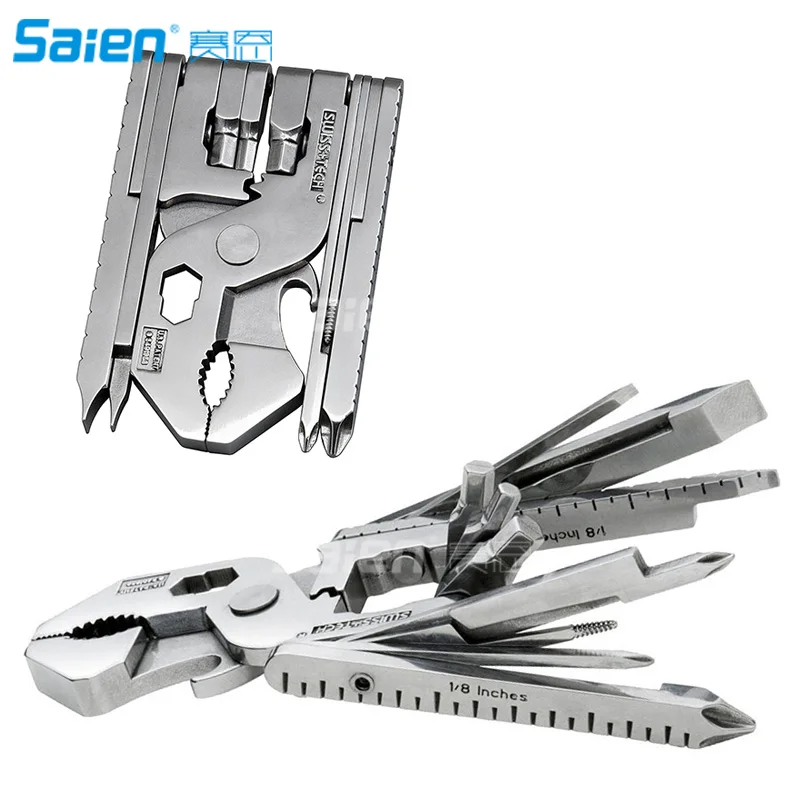 

Swiss+Tech Micro-Max 22-in-1 Multi-Function Tool Set, 2 hex wrenches, screwdrivers, pliers, bottle opener, wire cutter, wire str