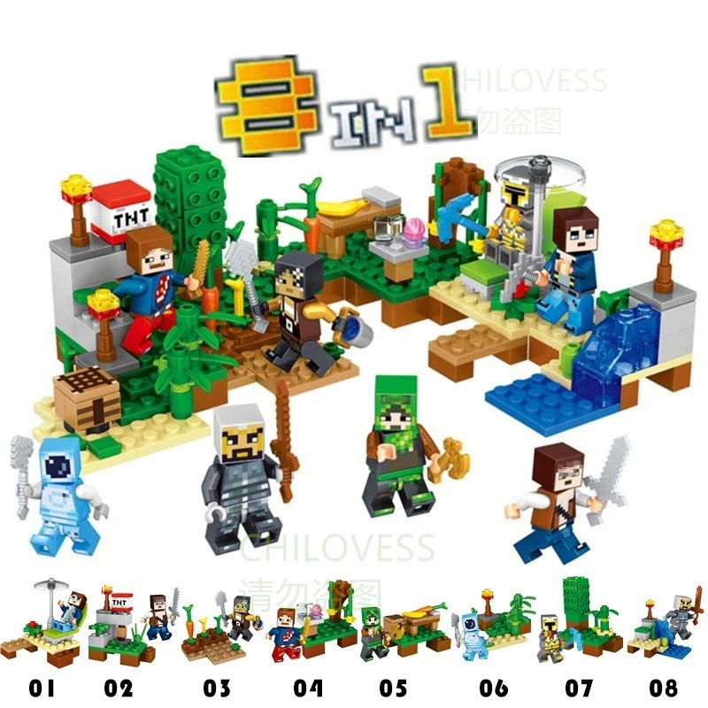 8Set/Lot My World Toys Figures Assembly Steve Alex Zombie Enderman Skeleton Weapon My World Action Figures Toy Gift For Kid
8Set/Lot My World Toys Figures Assembly Steve Alex Zombie Enderman Skeleton Weapon My World Action Figures Toy Gift For Kid