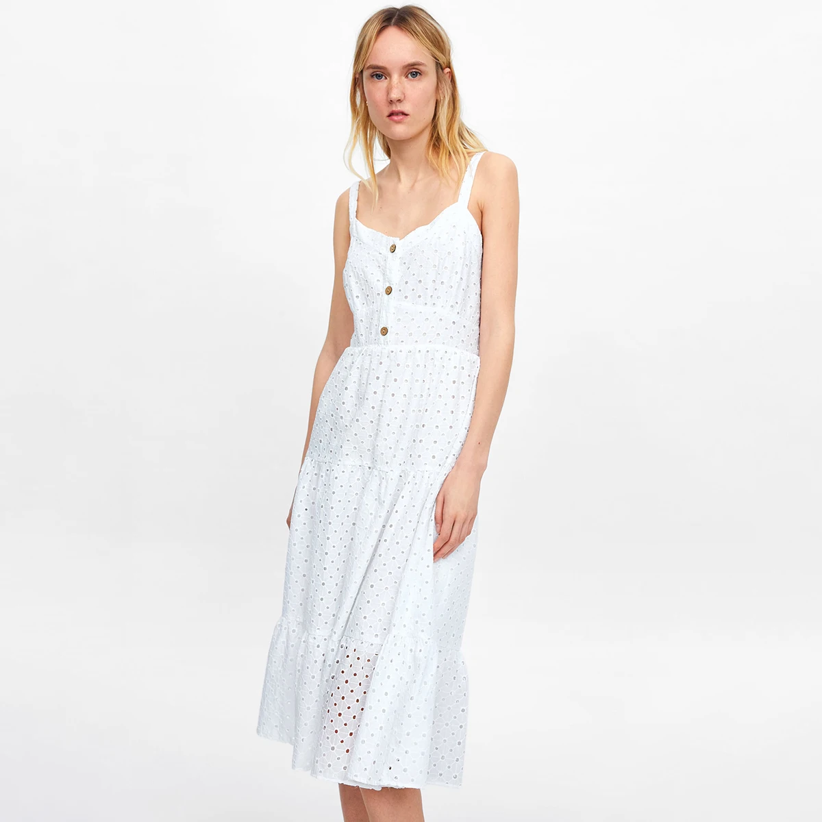 Jastie V-neck A-line Dress Sexy Cutwork Embroidery Women Dresses Elastic Back Button Front Straps Dress Summer Boho Dresses 2019
Jastie V-neck A-line Dress Sexy Cutwork Embroidery Women Dresses Elastic Back Button Front Straps Dress Summer Boho Dresses 2019