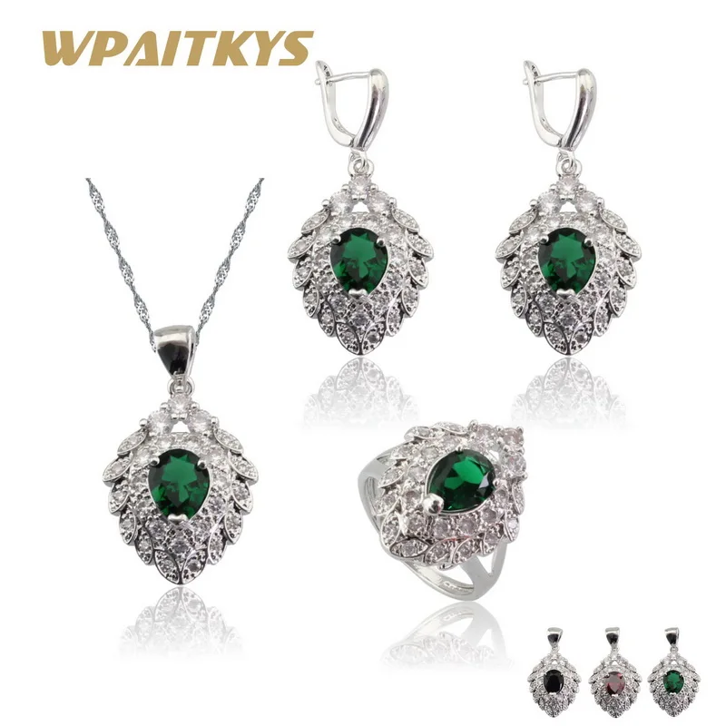 Black Blue Red Green Available Cubic Zirconia Silver Color Jewelry Sets For Women Party Necklace Pendant Earrings Rings WPAITKYS
Black Blue Red Green Available Cubic Zirconia Silver Color Jewelry Sets For Women Party Necklace Pendant Earrings Rings WPAITKYS