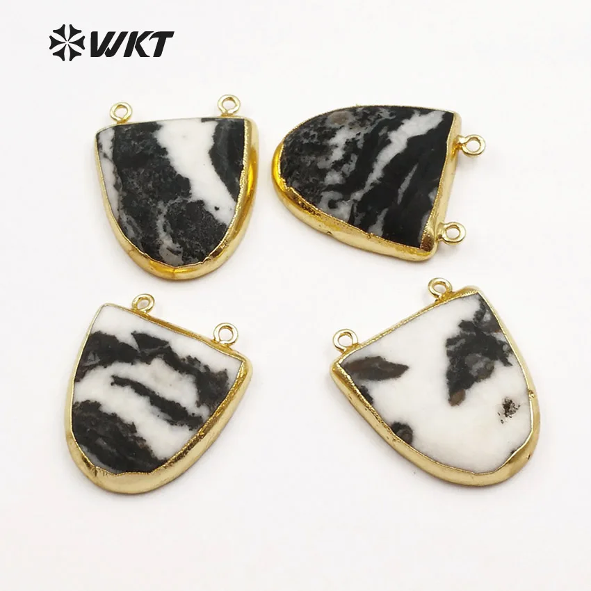 WT-P934 Shield Shape Black And White Natural zebra stone Pendant Double Loops With Gold Trim Pendant For Women Necklace Making
WT-P934 Shield Shape Black And White Natural zebra stone Pendant Double Loops With Gold Trim Pendant For Women Necklace Making