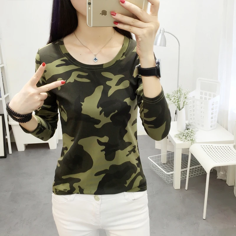 Military Style T Shirt Women Clothes Camouflage O Neck Full Sleeve Top Tee Shirts Femme Fall 2018
Military Style T Shirt Women Clothes Camouflage O Neck Full Sleeve Top Tee Shirts Femme Fall 2018