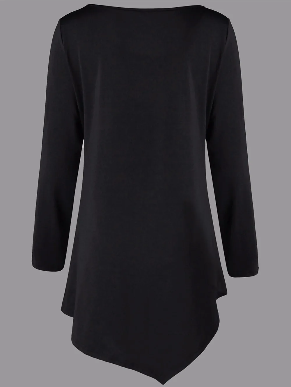 VESTLINDA Plus Size Two Tone Asymmetric Tunic Tee Shirt Women Fashion O Neck Long Sleeves Casual Long T-Shirt Ladies Tops 5XL 9