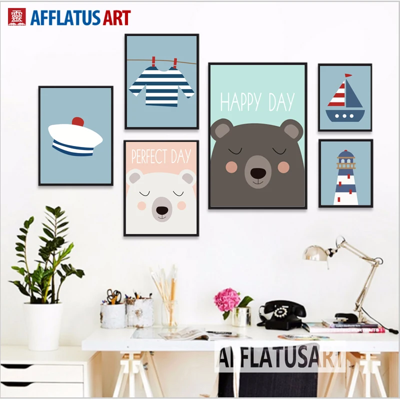 Cartoon Kawaii Bear Ship Lighthouse Wall Art Canvas Painting Posters And Prints Animals Wall Pictures For Kids Room Wall Decor
Cartoon Kawaii Bear Ship Lighthouse Wall Art Canvas Painting Posters And Prints Animals Wall Pictures For Kids Room Wall Decor