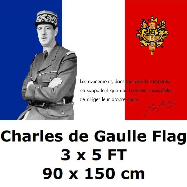 Charles de Gaulle Flag 3 x 5 FT 100D Polyester WWII France French Flags and Banners For Home Decoration
Charles de Gaulle Flag 3 x 5 FT 100D Polyester WWII France French Flags and Banners For Home Decoration
