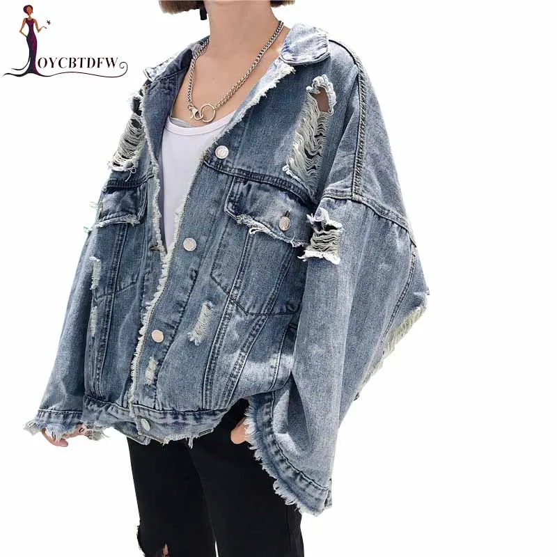 Hole Denim Jacket Female New Loose BF style Spring Autumn Large size Coat Bat sleeve Single breasted Women Cowboy Jacket DD881
Hole Denim Jacket Female New Loose BF style Spring Autumn Large size Coat Bat sleeve Single breasted Women Cowboy Jacket DD881