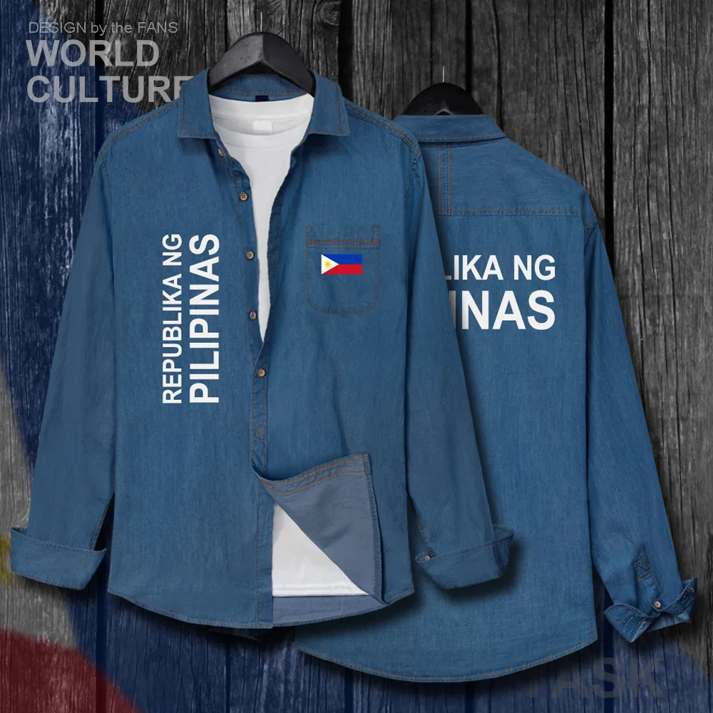Philippines Pilipinas PH PHL PHI Clothes Spring Autumn Turn-down Collar Jeans Shirt Long Sleeve Cowboy Coat Flags Fashion Tops
Philippines Pilipinas PH PHL PHI Clothes Spring Autumn Turn-down Collar Jeans Shirt Long Sleeve Cowboy Coat Flags Fashion Tops