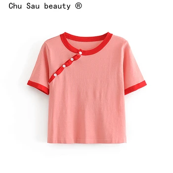 Chu Sau beauty Sweet Chic Vintage Contrast Tops Women Chinese Style Single Breasted Short Sweater Vestidos De Mode
Chu Sau beauty Sweet Chic Vintage Contrast Tops Women Chinese Style Single Breasted Short Sweater Vestidos De Mode