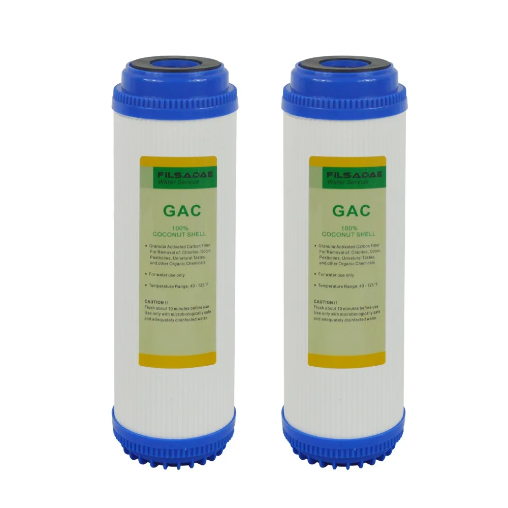 

2 Pack of Granular Activated Carbon 10-inch GAC Water Filter Replacement for Under Sink and Reverse Osmosis System
